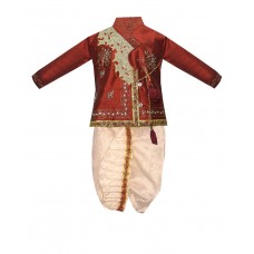 JBN Creation Maroon Kids Dhoti Kurta